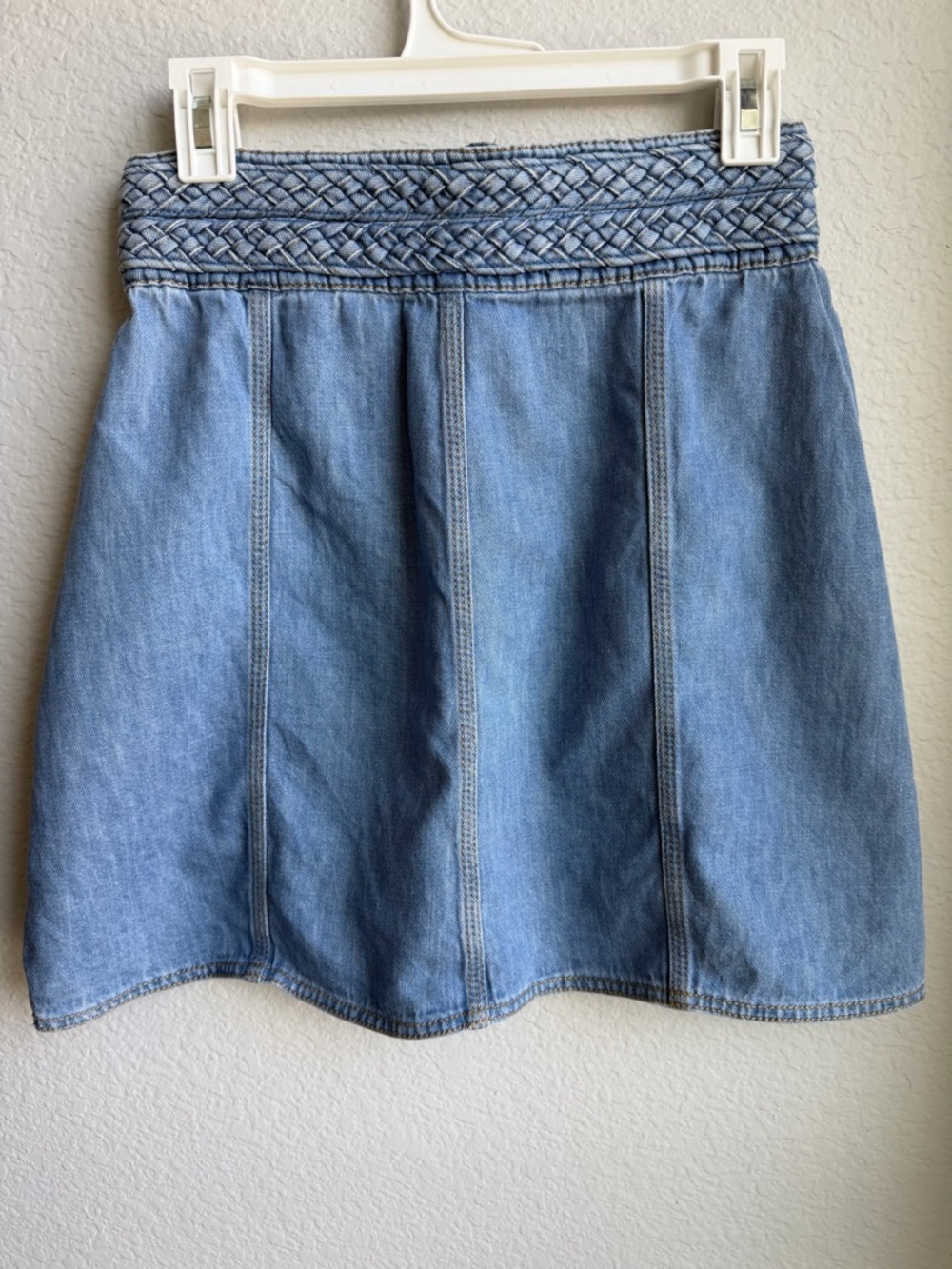 Free People Denim Mini Skirt with Braided Waist - Picture 2 of 8
